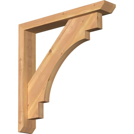 Ekena Millwork Merced Slat Smooth Bracket w/ Offset Brace, Western Red Cedar, 3 1/2"W x 22"D x 22"H BKT0402X22X22MRC06SWR